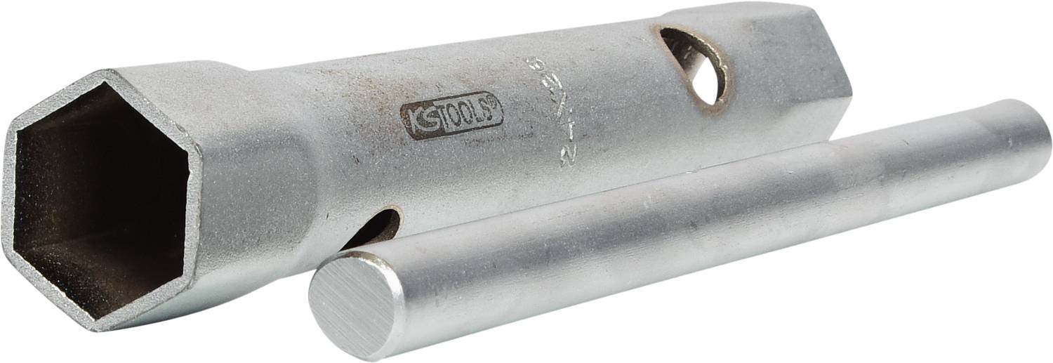 Sechskant-Steckschlüssel mit passendem Metallstab, zur Montage und Demontage von Sechskantschrauben.