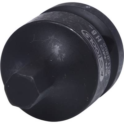Ein schwarzes Metallwerkzeug mit zylindrischer Form und sechseckigem Kopf. Geeignet zum Drehen oder Entfernen von Schrauben.
