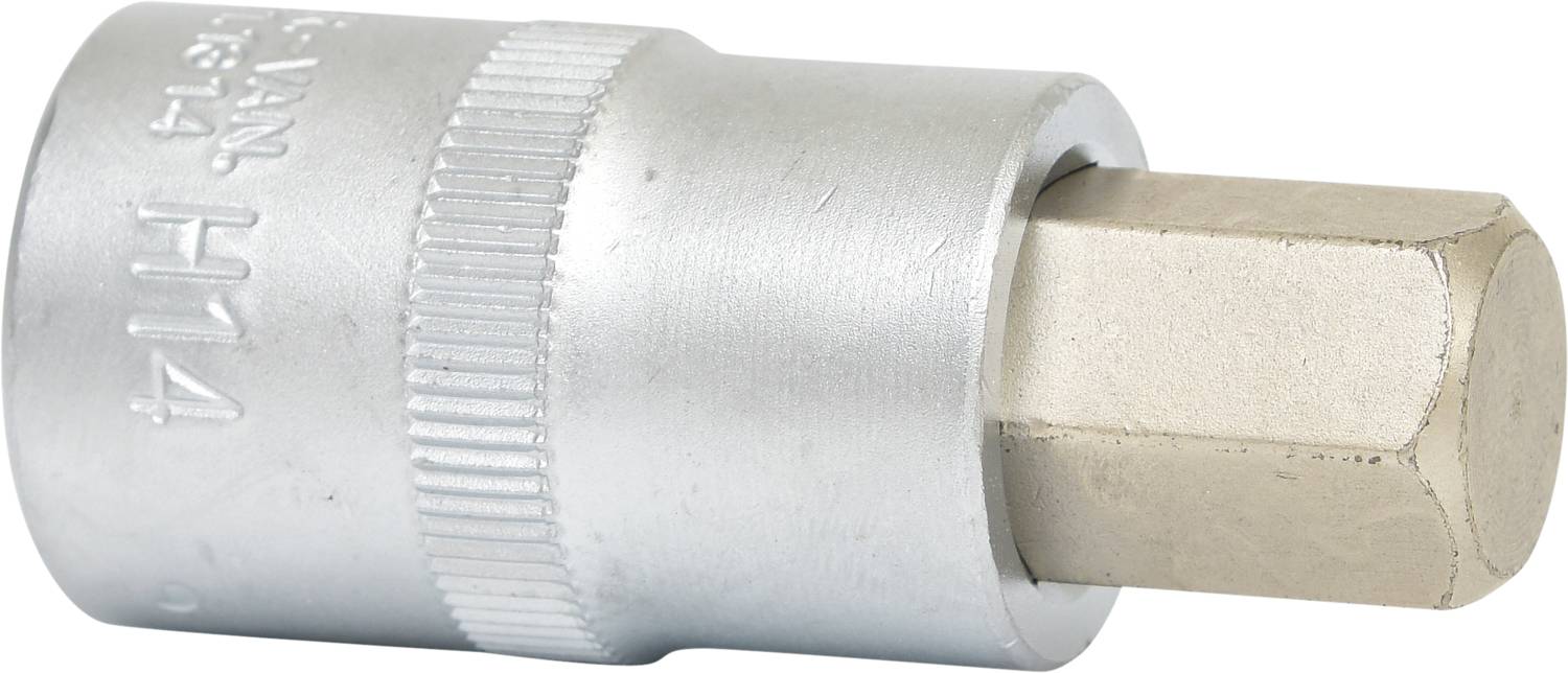 Sechskant-Bit-Einsatz aus Metall, zur Verwendung mit Schraubenschlüsseln oder Ratschen für vielseitige Befestigungsarbeiten.