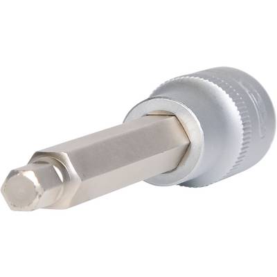 Ein silberner, sechseckiger Steckschlüssel-Adapter.