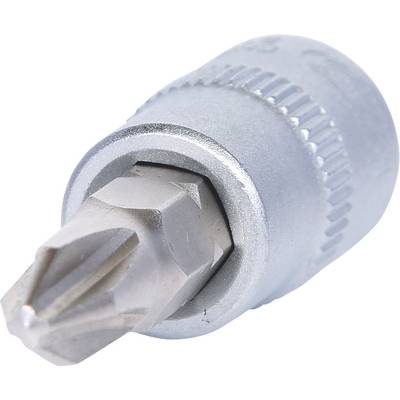 Kreuzschlitz-Schraubendreher-Bit mit Sechskantaufnahme aus Metall, silbern glänzend, für präzise Schraubarbeiten.