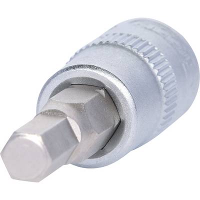Ein silberner Steckschlüsselsatz-Bit-Adapter, sechseckige Form, aus Metall, für mechanische Arbeiten und Werkzeuge.