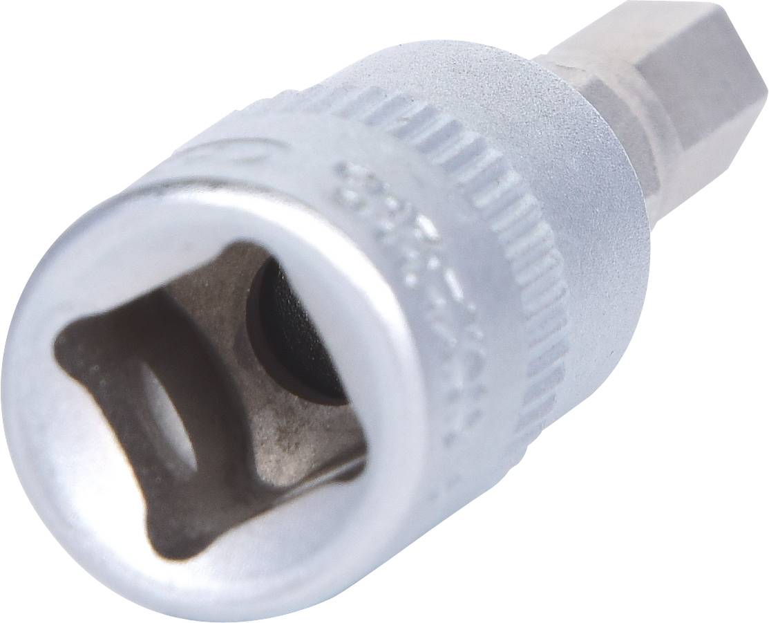 'Ein grauer Steckschlüssel-Adapter mit sechskantigem Ende.'