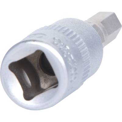 'Ein grauer Steckschlüssel-Adapter mit sechskantigem Ende.'