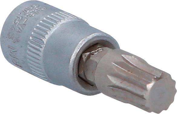 Metallschraubaufsatz mit geriffeltem Rand und einem sternförmigen Kopf, geeignet für präzise Schraubverbindungen.