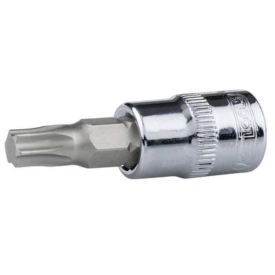 Ein silberner Torx-Bit-Aufsatz aus Metall, geeignet zum Anziehen oder Lösen von Schrauben mit Sternprofil.