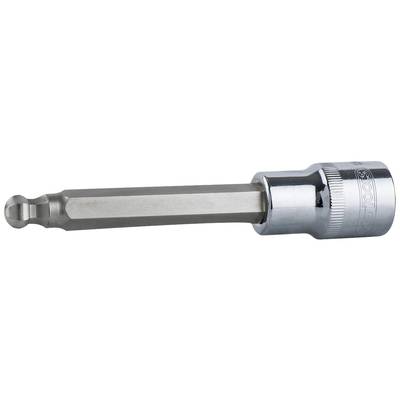 Metallischer Bithalter mit sechskantiger Spitze und rundem Griff; wird als Aufsatz für Werkzeuge zum Schrauben verwendet.