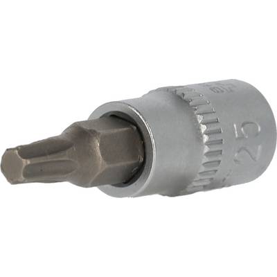 Torx-Schraubendreher-Bit mit silberner Halterung, Größe T25, aus Metall.