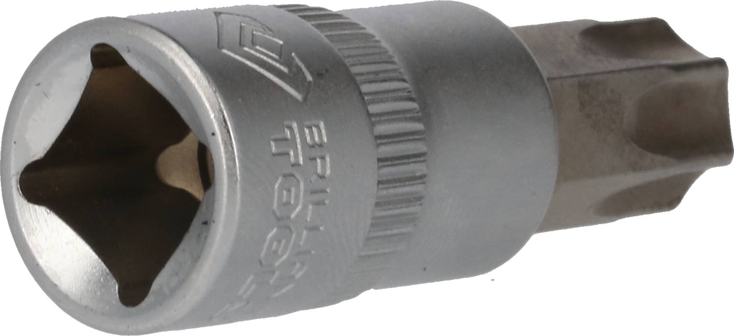 Torx-Bit-Werkzeugaufsatz aus Metall mit sechszackigem Kopf, geeignet für Schraubarbeiten in der Mechanik oder im Handwerk.