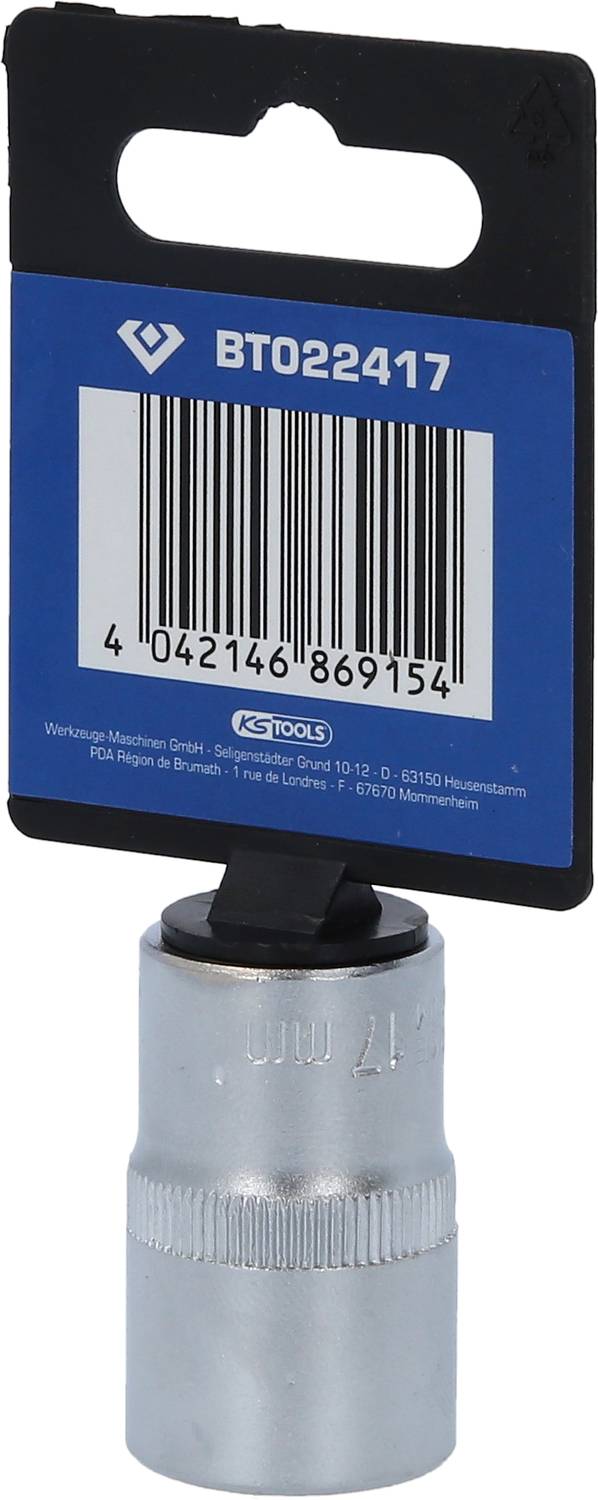 'Steckschlüsselaufsatz mit Produktetikett und Barcode, BT022417.'
