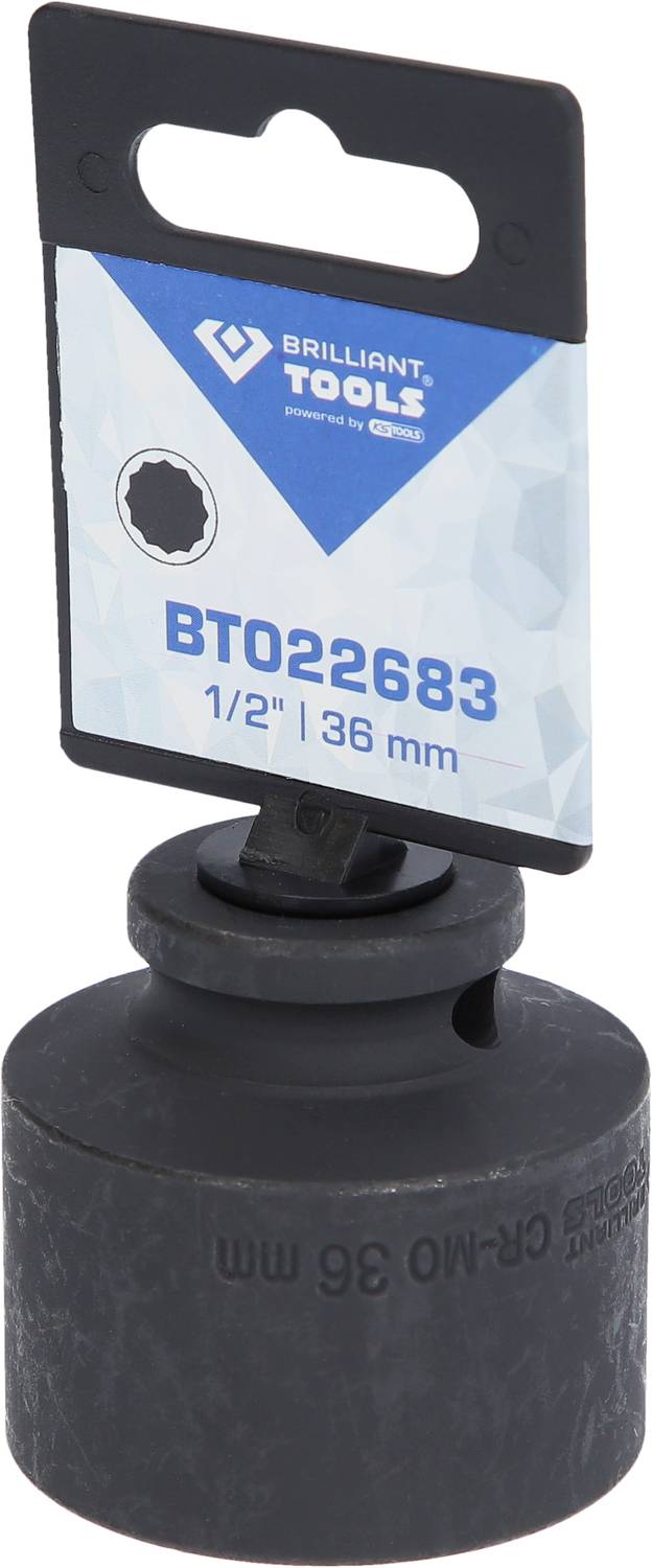 Sockel-Adapter mit sechseckigem Einsatz 'BT022683', Größe 1/2" x 36 mm, von Brilliant Tools.