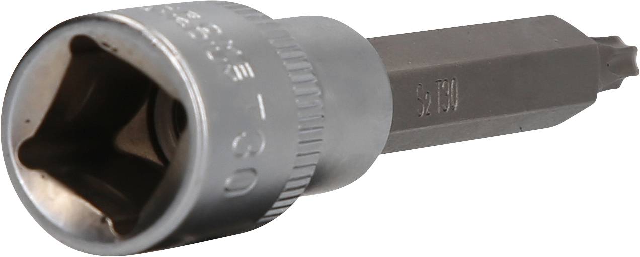 Sechskant-Bit-Aufsatz mit 12 mm Durchmesser und T30-Torx-Kopf, metallisch, für elektrische Schraubwerkzeuge.