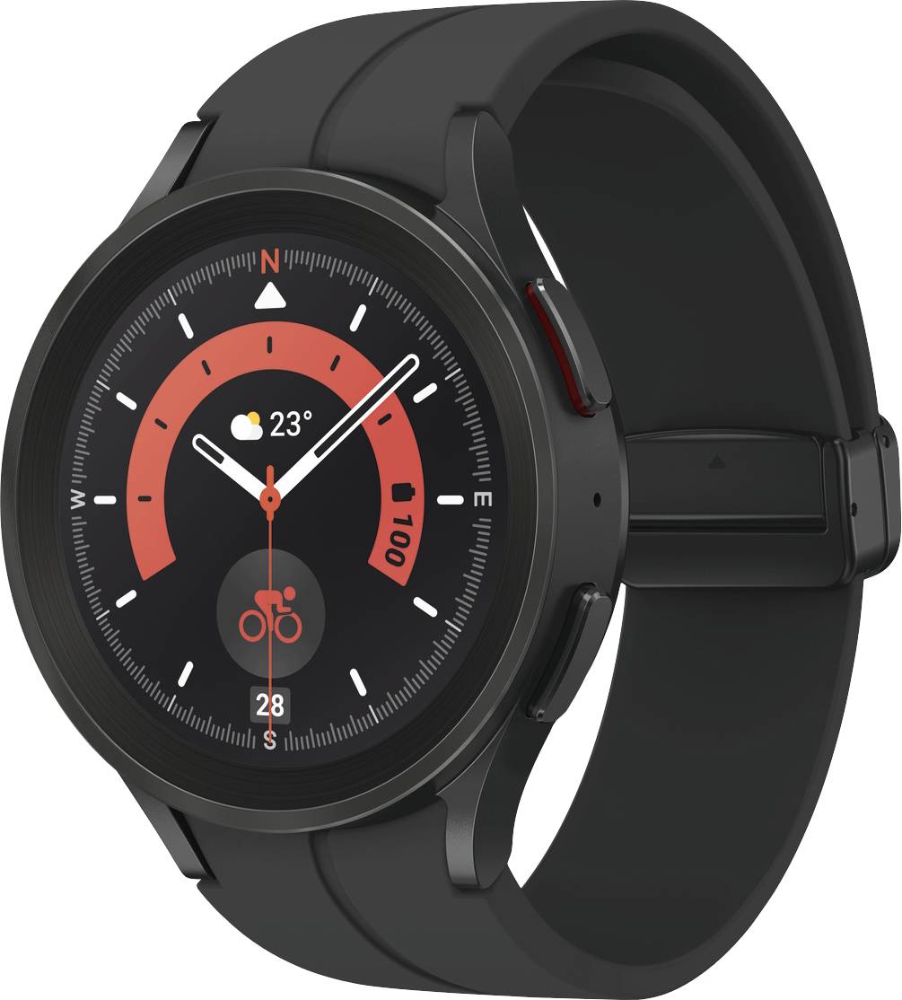 SAMSUNG Galaxy Watch5 Pro - 45 mm - Black Titanium - intelligente Uhr mit Sportband - Anzeige 3.46 c