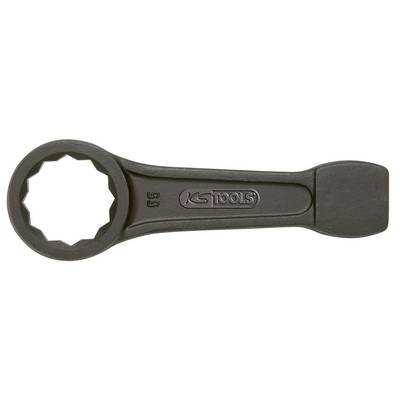 Offener Ringschlüssel mit gezahntem Rundkopf und flacher Griff. Aufschrift 'KS Tools'. Used for tightening or loosening bolts.