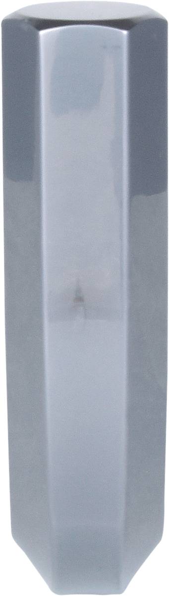 'Blaue, hochrechteckige Vase mit glatter Oberfläche.'