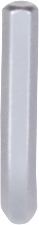 Ein langer, zylindrischer, silberner Stab auf weißem Hintergrund.