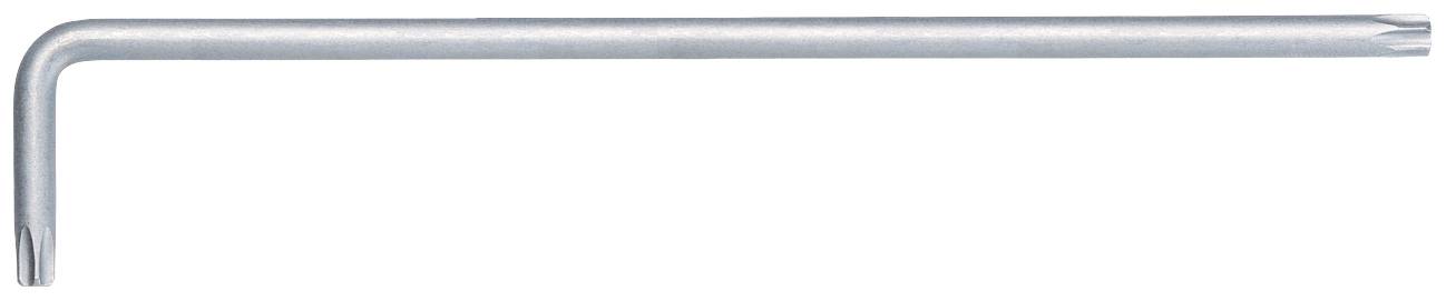 Ein silberner L-förmiger Torx-Schlüssel, der für Schrauben mit Torx-Antrieb verwendet wird.