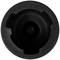 'Schwarzes, rundes Kunststoffteil mit zentraler Öffnung und radialen Einkerbungen am Rand.'