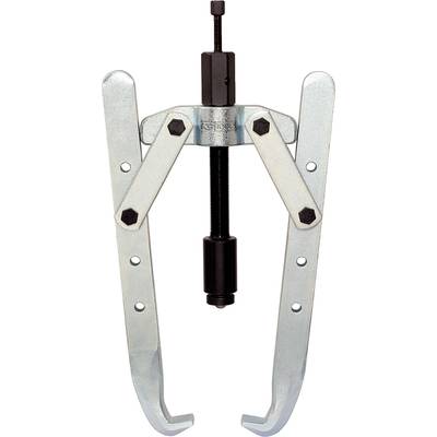 Ein zweibeiniger Abzieher aus Metall mit zentraler Schraube, zum Abziehen von Lagern oder Zahnrädern geeignet.