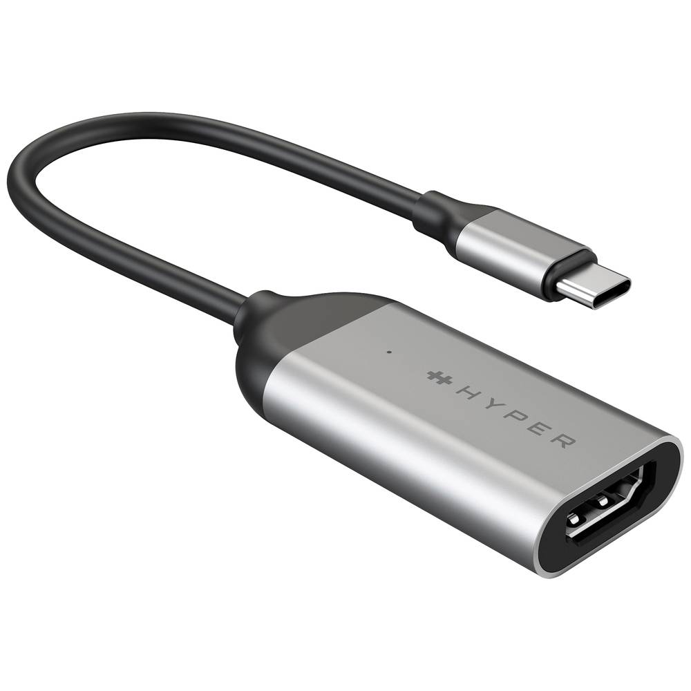 HYPER HD-H8K-GL USB-C-HDMI Adapter [1x USB-C stekker 1x HDMI-bus] Zilver