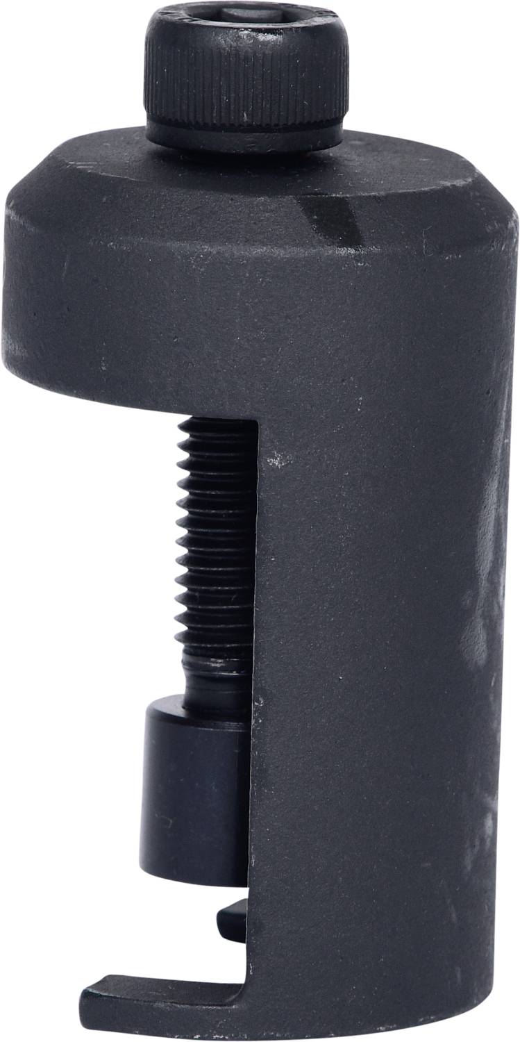 Ein schwarzer Abzieher für Kugelgelenke mit Gewindeschraube und Klemme, verwendet im Kfz-Werkzeugbereich.