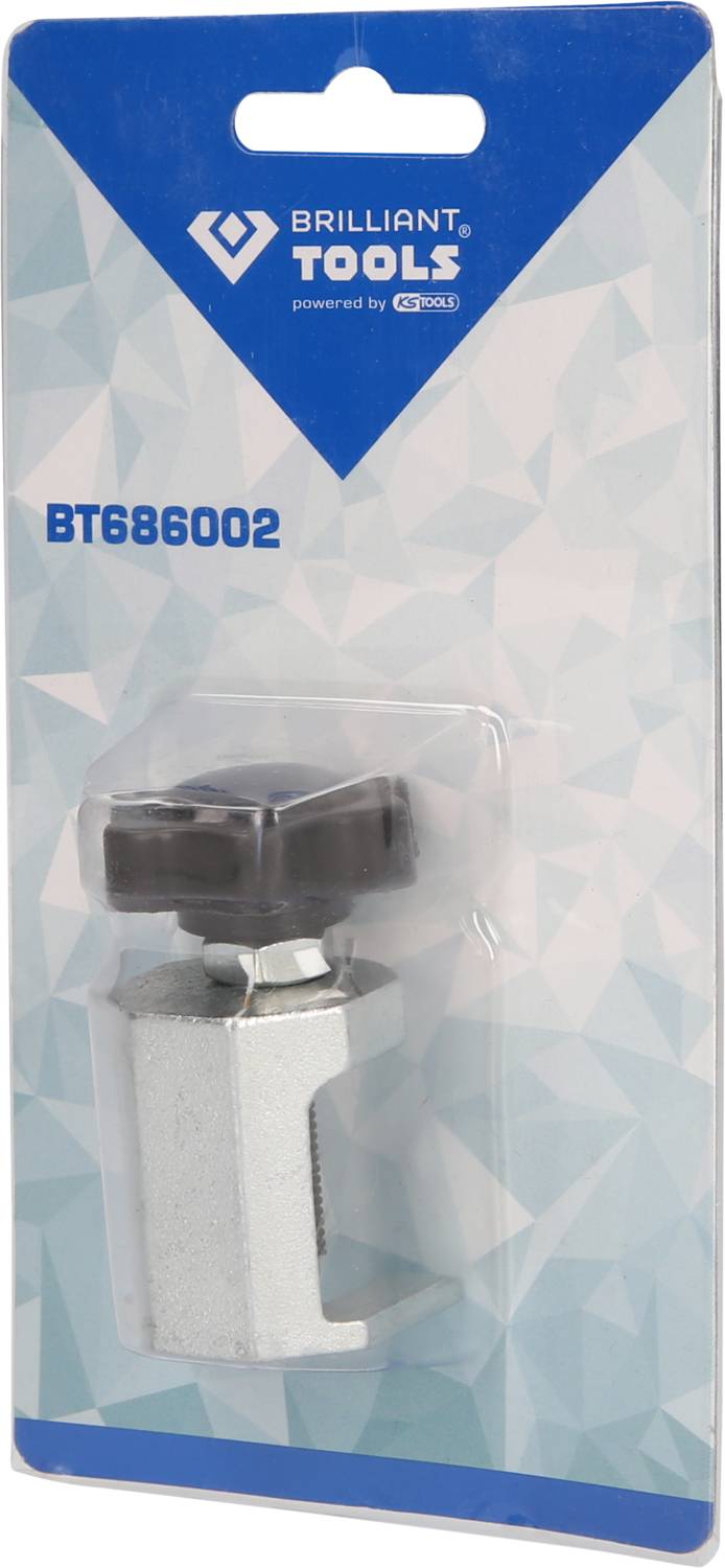 Verpackung einer Abziehvorrichtung der Marke Brilliant Tools, Modell BT686002, auf blauem Hintergrund mit Markenlogo oben.