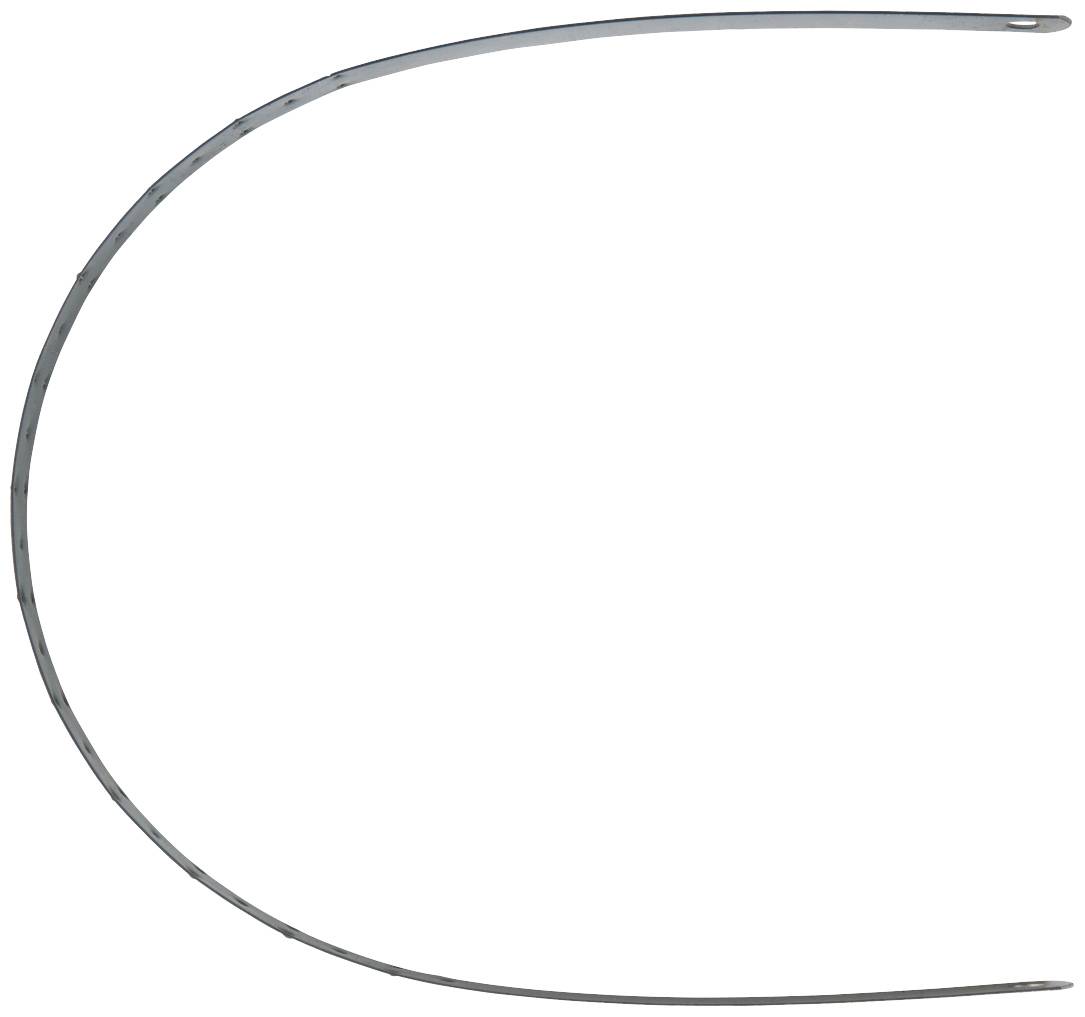 Ein großes, metallisches Nadelöhr in Form eines gebogenen Stabs, typisch für chirurgische Anwendungen.