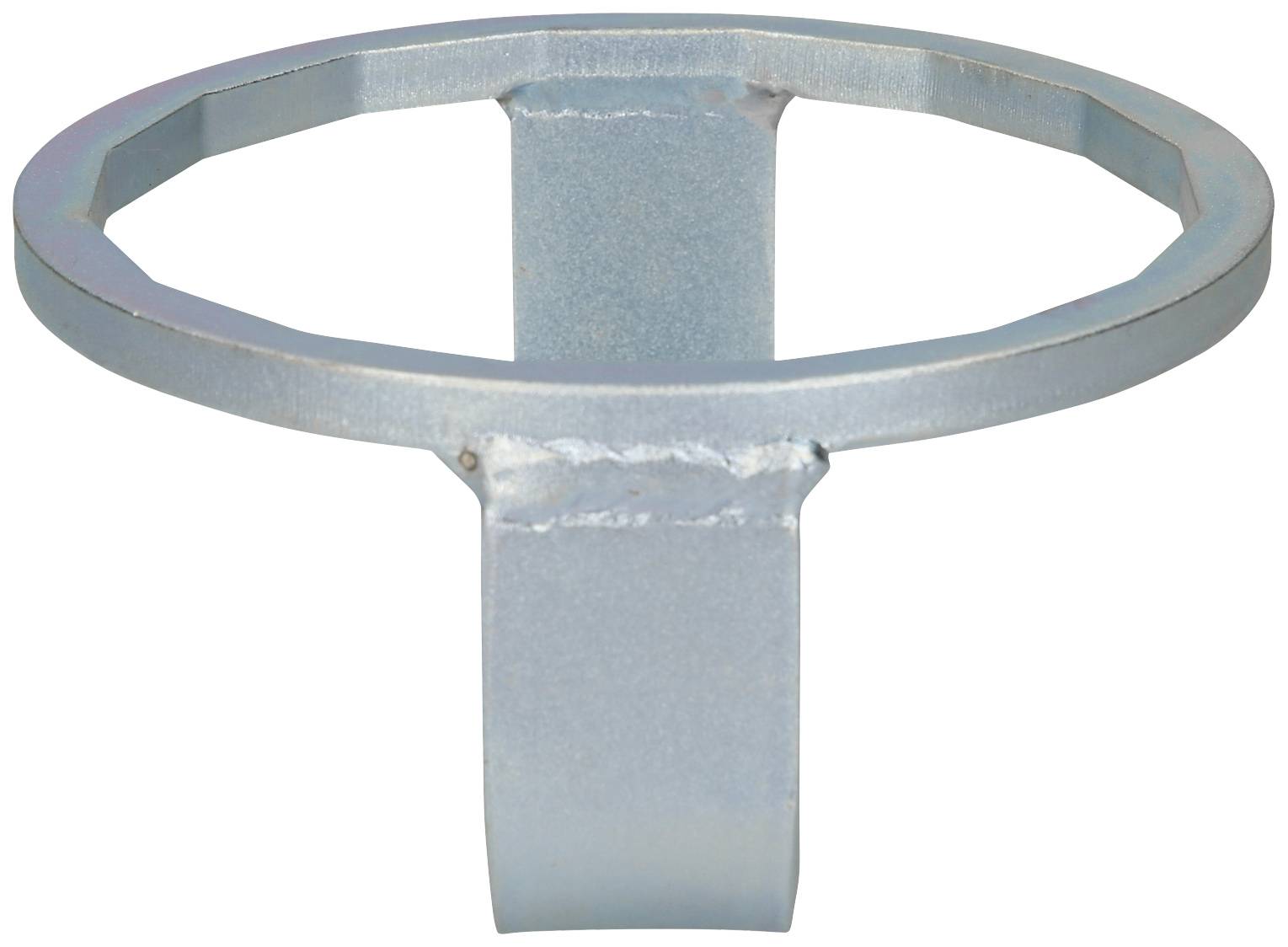 Metallischer Gewindebohrerhalter in hellblauer Farbe.