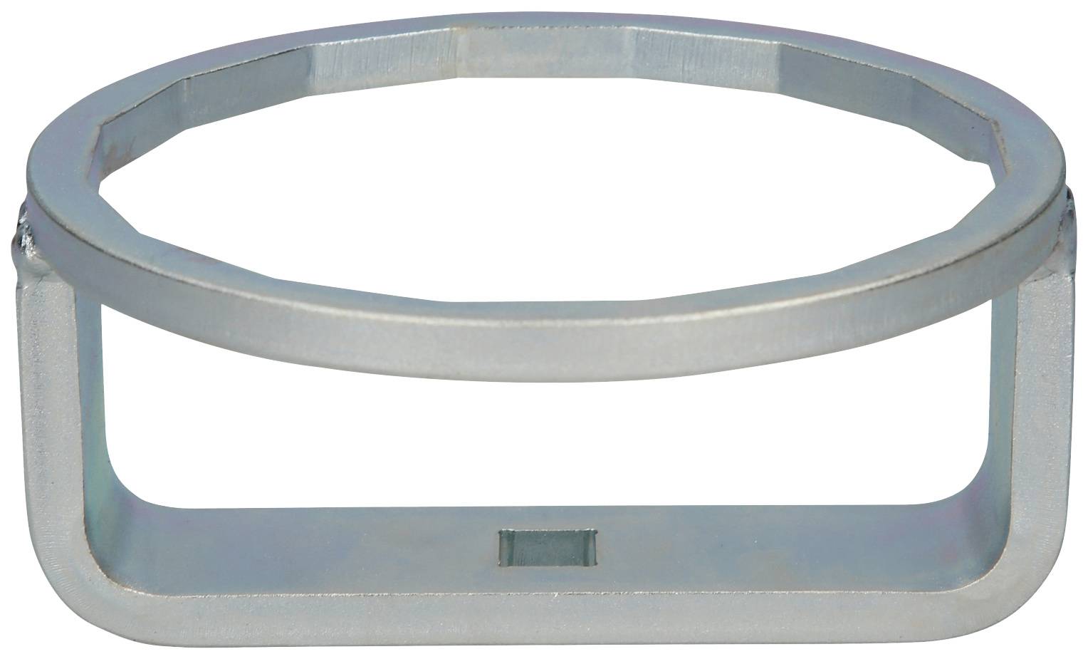Ein sechseckiger Metallrahmen mit seitlichen Streben, vermutlich als Halterung oder Befestigungsteil verwendet.