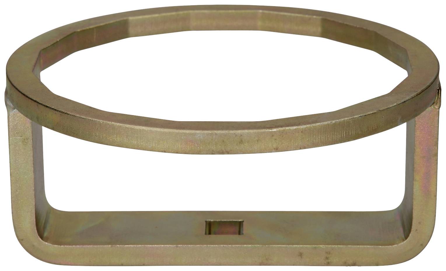 Ein metallener Ring mit rechteckigem Fuß, der als Gerätehalter dient.