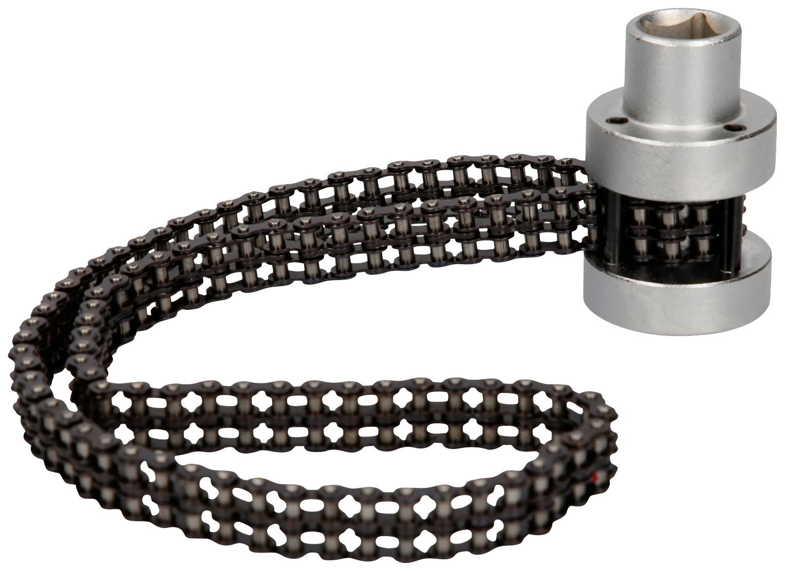Metallkette mit Zahnradkupplung. Verwendung in mechanischen Systemen zur Drehmomentübertragung.