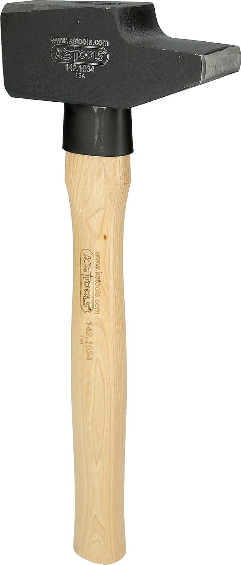 Hammer mit Metallkopf und Holzgriff, geeignet für Tischlerarbeiten. Oben steht eine Webadresse und Modellnummer.