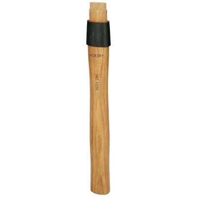 Holzgriff eines Werkzeugs aus Hickory-Holz, oben mit schwarzem Schutzring. Geprägt mit dem Schriftzug 'HICKORY' und 'INR. INDIA'.