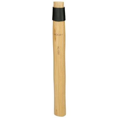Holzgriff eines Werkzeugs mit schwarzem Ende, die Aufschrift 'Hickory' ist sichtbar.