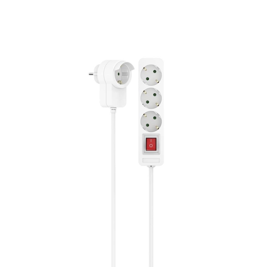 hama 00223081 Steckdosenleiste, 3-fach, Schalter, Zusatzsteckdose am Stecker, 1,4 m, Weiß