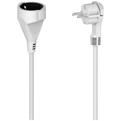 hama 00223242 Verlängerungskabel mit Schutzkontakt, Flachstecker, für innen, 3 m, Weiß