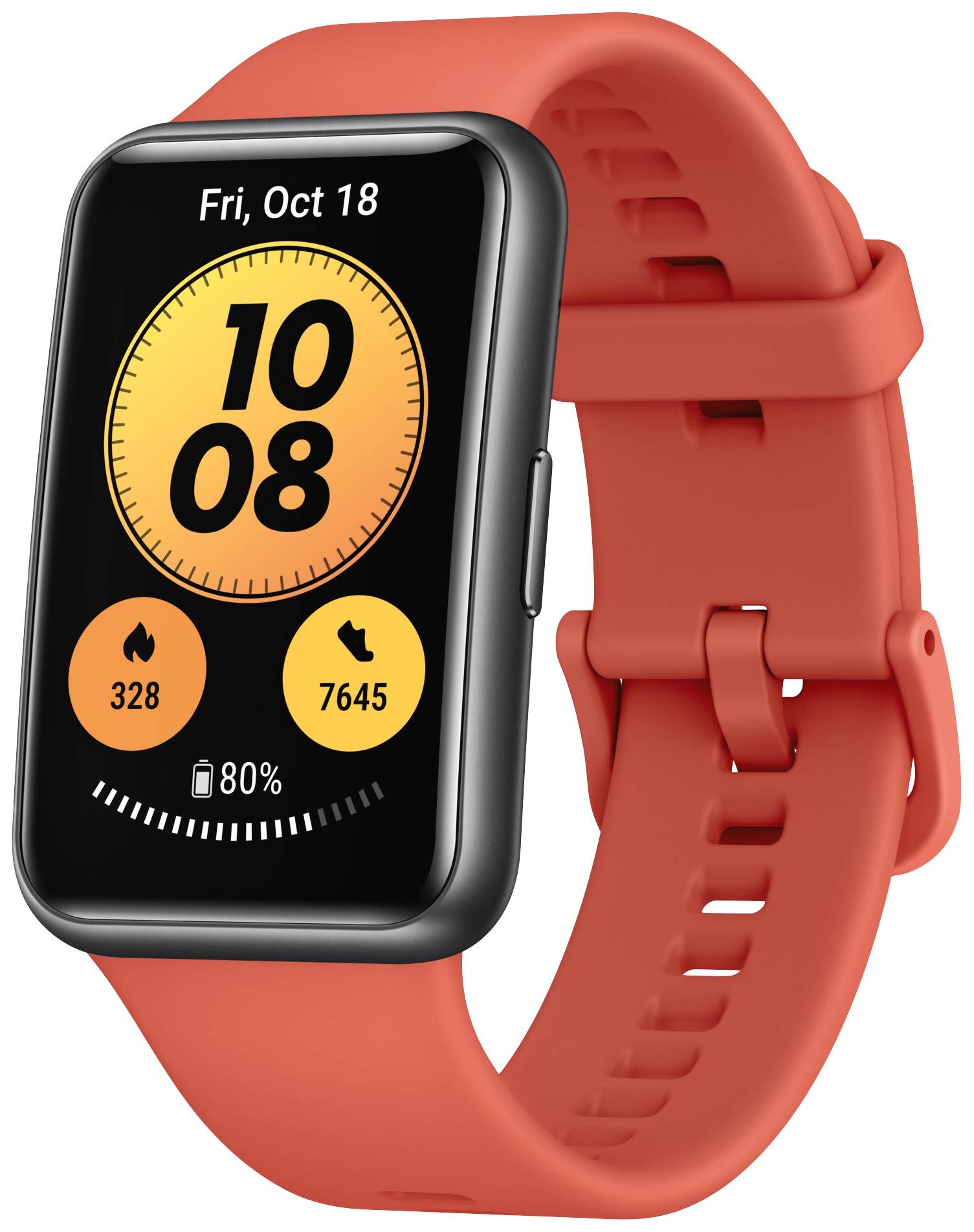 HUAWEI Watch Fit new - Schwarz - intelligente Uhr mit Riemen - Silikon - Pomelo Red - Handgelenkgröß