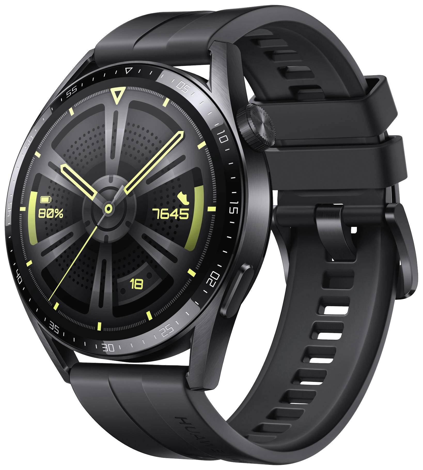 HUAWEI Watch GT 3 - Active Edition - 46 mm - Black Steel - intelligente Uhr mit Riemen - Flouroelast