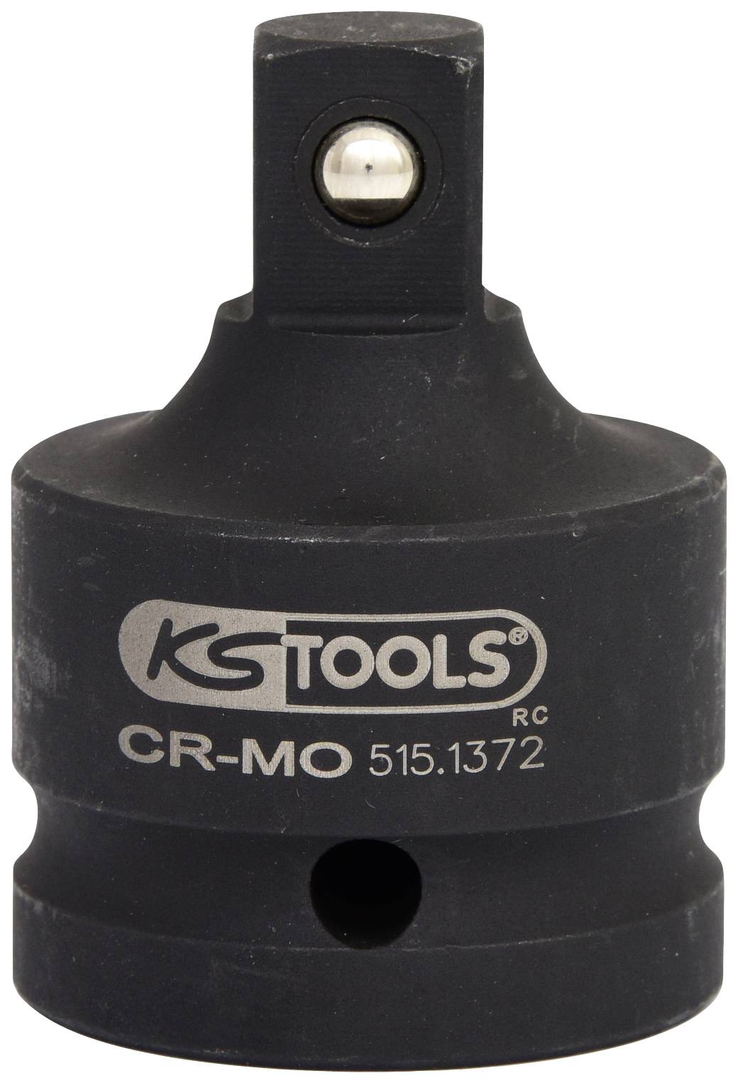 Ein schwarzer Adapter für Steckschlüssel mit der Aufschrift 'KS Tools CR-MO 515.1372'.
