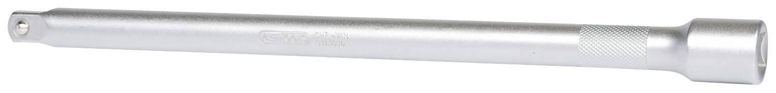 Eine silberne Verlängerungsstange für Steckschlüssel, zylindrisch mit geriffeltem Griffbereich, dient zur Verlängerung von Werkzeugen.