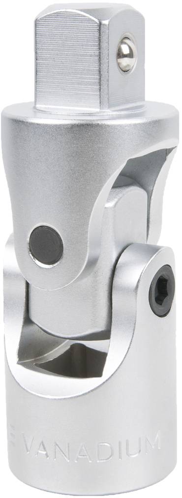 Silberner Kardangelenk-Adapter aus Vanadium-Stahl, verwendet in Werkzeugen für mechanische Arbeiten, um flexible Bewegungen zu ermöglichen.