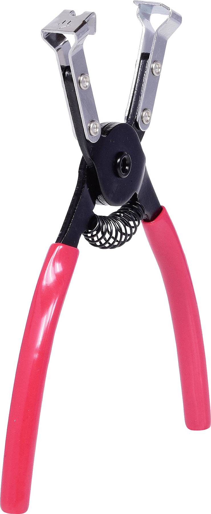 Rote Snap-Ring-Zange mit schwarzen Details, geeignet zum Einsetzen und Entfernen von Sicherungsringen in verschiedenen mechanischen Anwendungen.