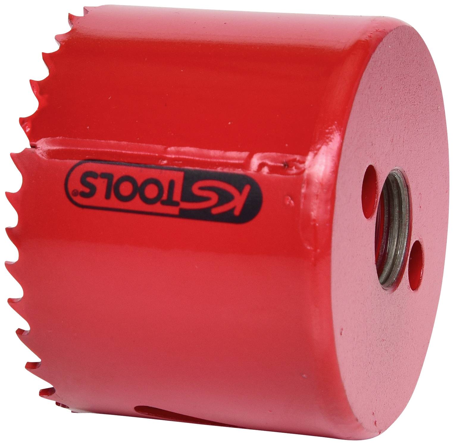 'Rotes Lochsägeblatt aus Metall mit Markennamen auf der Seite, geeignet zum Bohren in Holz oder Metall.'