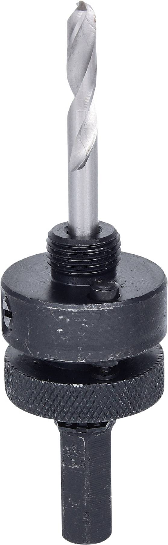 Bohrer mit zentralem Spiralbohrer und runder Halterung. Verwendet zum Bohren von Löchern in verschiedenen Materialien.