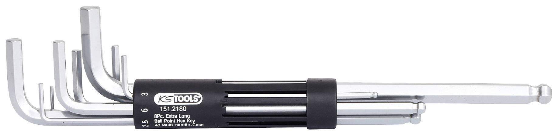 KS Tools 151.2180 Innen-Sechskant Winkelschraubendreher-Set 2 mm, 2.5 mm, 3 mm, 4 mm, 5 mm, 6 mm, 8 mm, 10 mm 8teilig