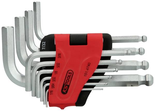 KS Tools 1514740 Innen-Sechskant Winkelschraubendreher-Set  1/16 Zoll, 5/64 Zoll, 3/32 Zoll, 1/8 Zoll, 5/32 Zoll, 3/16 Zoll, 7/32 Zoll, 1/4 Zoll, 5/16 Zoll, 3/8 Zoll  10teilig