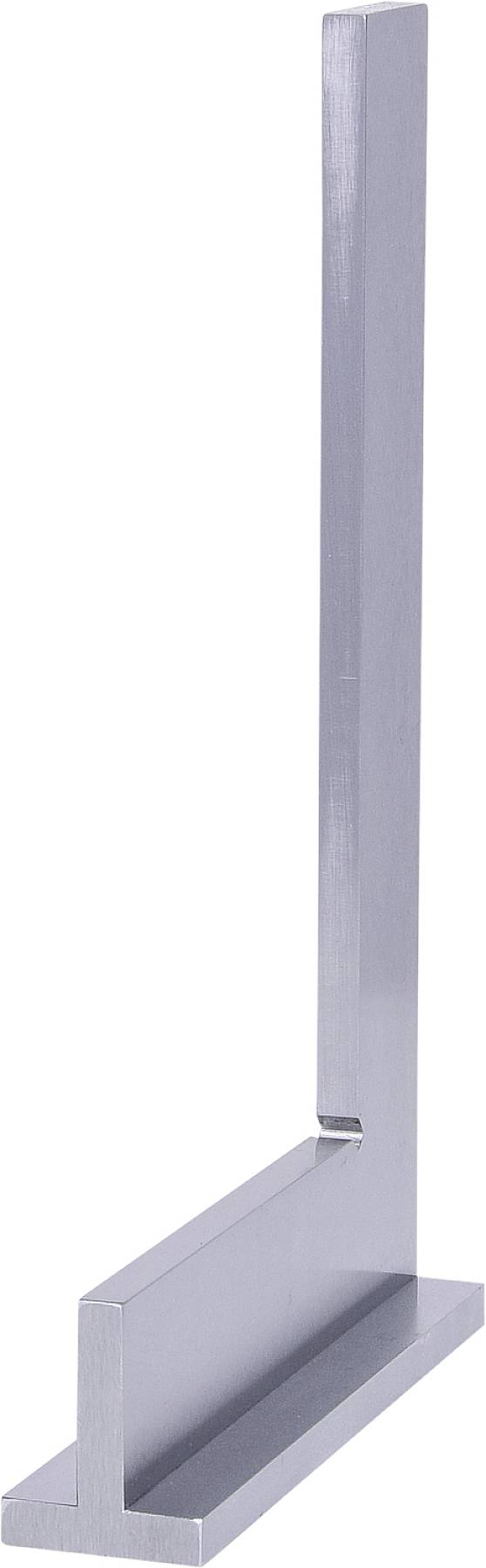 Ein silbernes Metall-Winkelmaß mit einem langen und einem kurzen Arm, das für genaue Messungen oder zum Anreißen von rechten Winkeln verwendet wird.