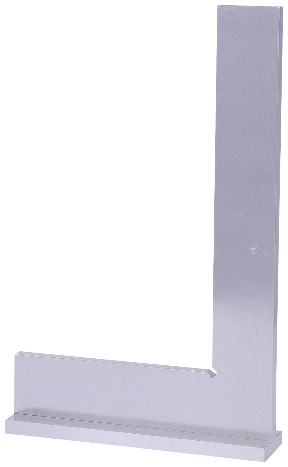 Ein Winkelmesser in L-Form aus Metall, verwendet zur Überprüfung von 90-Grad-Winkeln in technischen und handwerklichen Anwendungen.