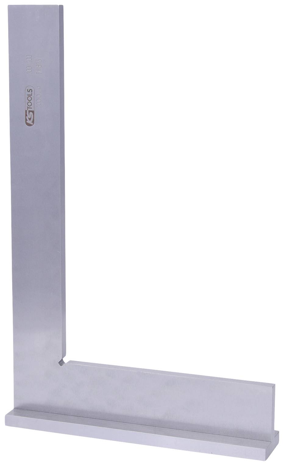 Ein metallisches Winkelmaß aus Stahl, das für präzise Messungen und rechtwinklige Ausrichtung in handwerklichen Arbeiten genutzt wird.