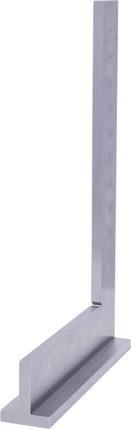 Ein silbernes Metallwerkzeug in Form eines rechten Winkels, häufig als Schreinerwinkel verwendet, für genaue 90-Grad-Winkelmessungen.